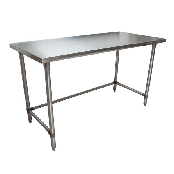 Bk Resources Work Table Open Base 16/304 Stainless Steel, Galvanized Legs 60"Wx24"D CTTOB-6024